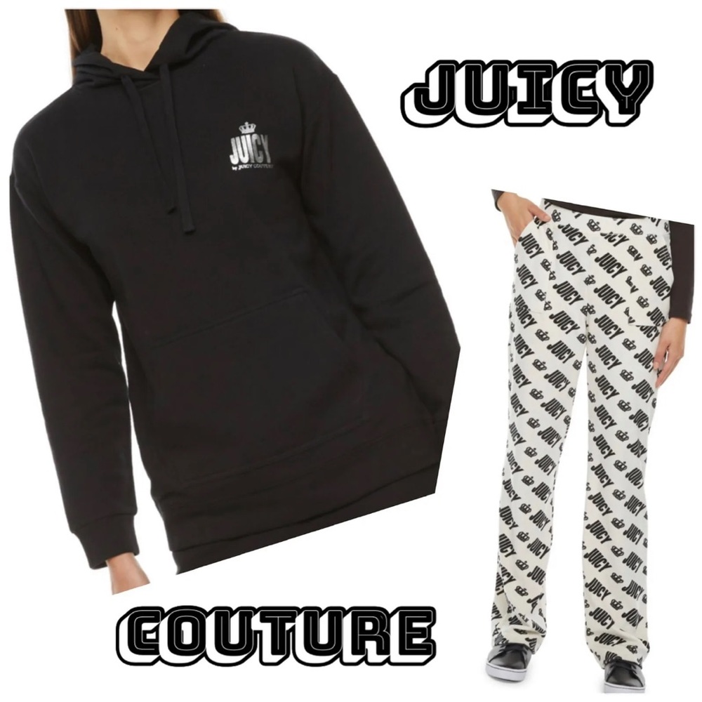 Juicy Couture Black/White Hoodie & Sweatpants Set, Large, New W Tags!!
